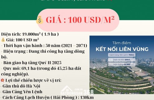  BÁN ĐẤT CỤM CÔNG NGHIỆP YÊN LỆNH – DUY TIÊN, HÀ NAM  - DIỆN TÍCH 1.9 HA 
